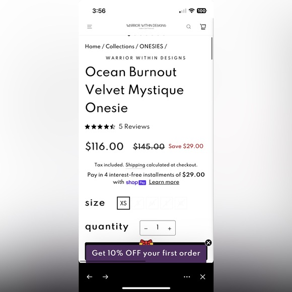 Warrior Within Ocean Burnout Velvet Mystique Onesie - Picture 7 of 7